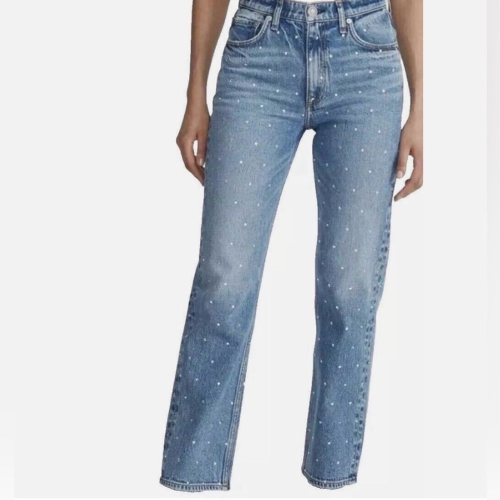 Rebecca Minkoff Embellished Crystal Blue Jeans Size 16